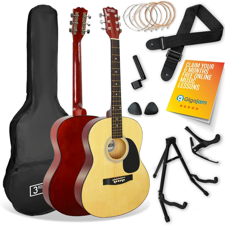 image 1 of 3rd Avenue Full Size Acoustic Guitar Premium Pack Orange