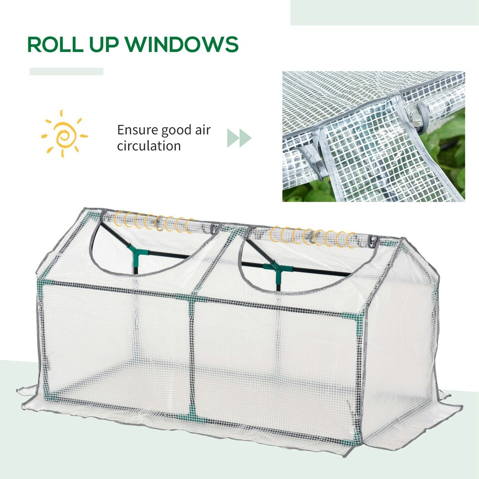 image 1 of Outsunny Greenhouse Plants Foil Tomato Vegetable House W/ 2 Windows White