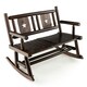 image 1 of COSTWAY Patio Rocking Bench Double Rocker Loveseat Brown