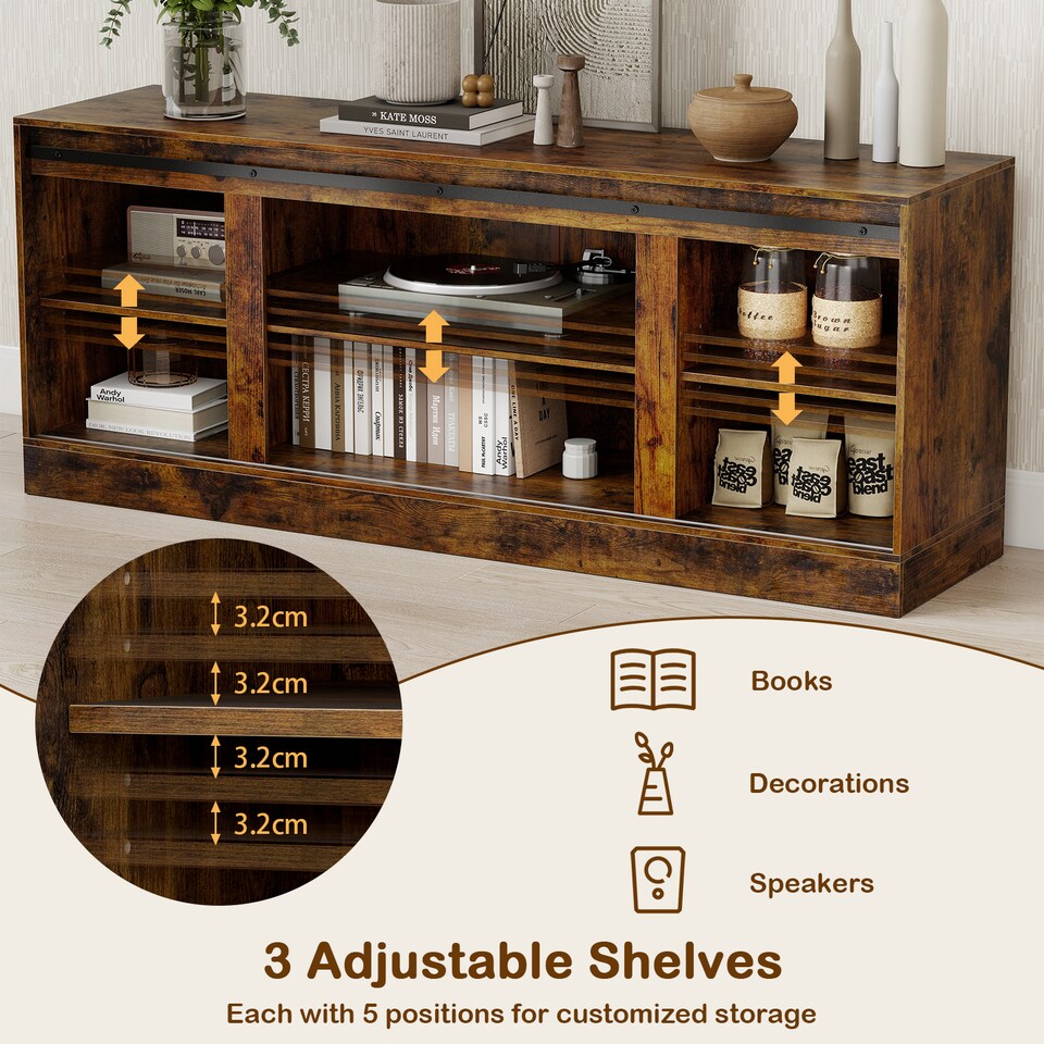 image 1 of COSTWAY Entertainment Center Farmhouse TV Stand for 70 Inch TVs Brown