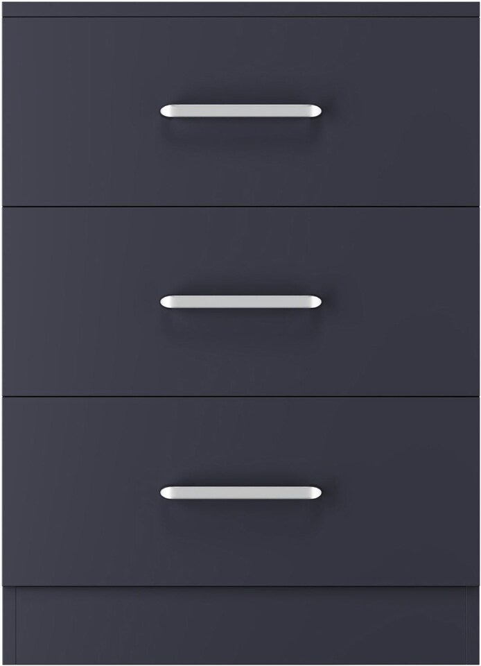 image 1 of Dakota 3 Drawer Bedside Table | Grey | Dark Grey