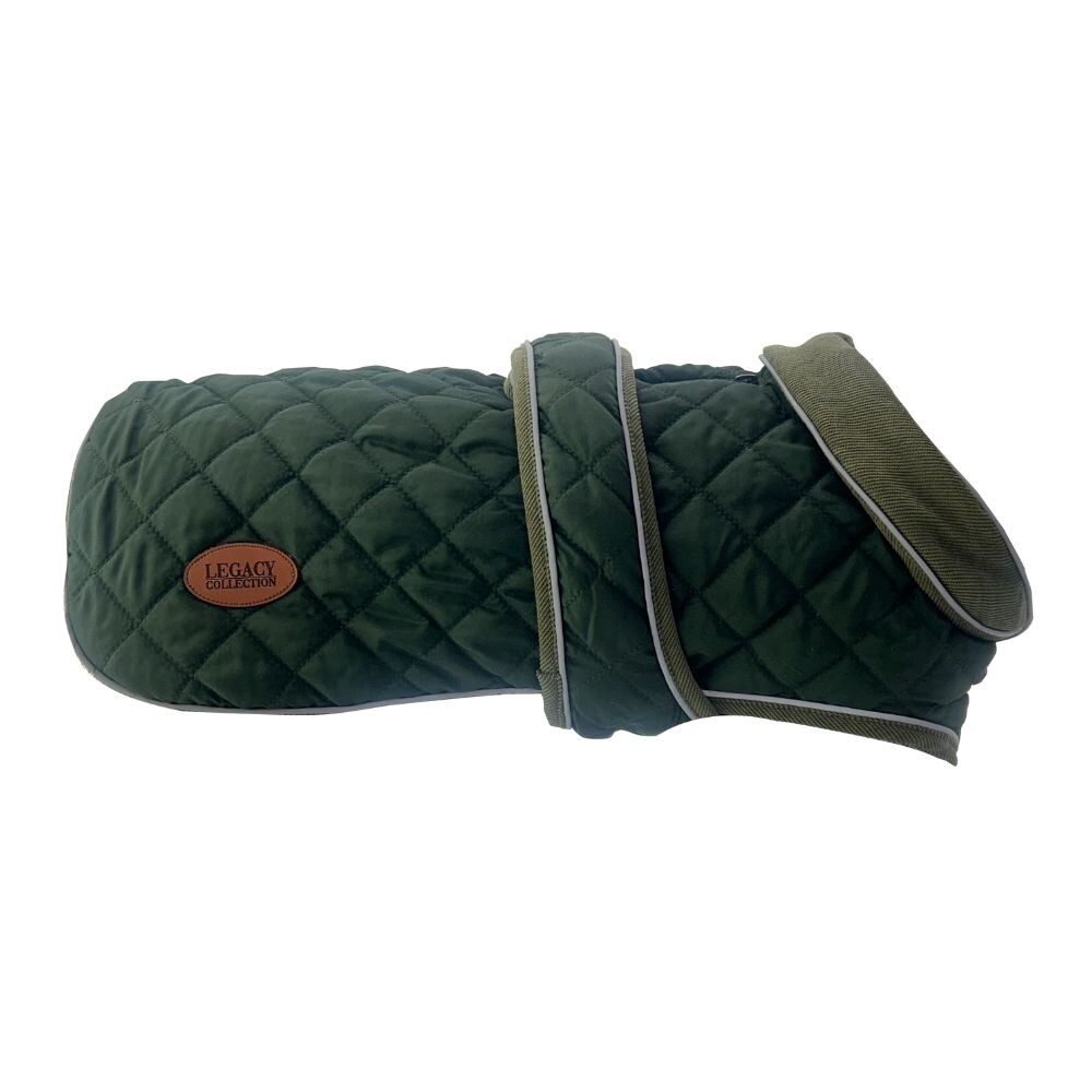 HugglePets Legacy Quilted Dog Coat Green L