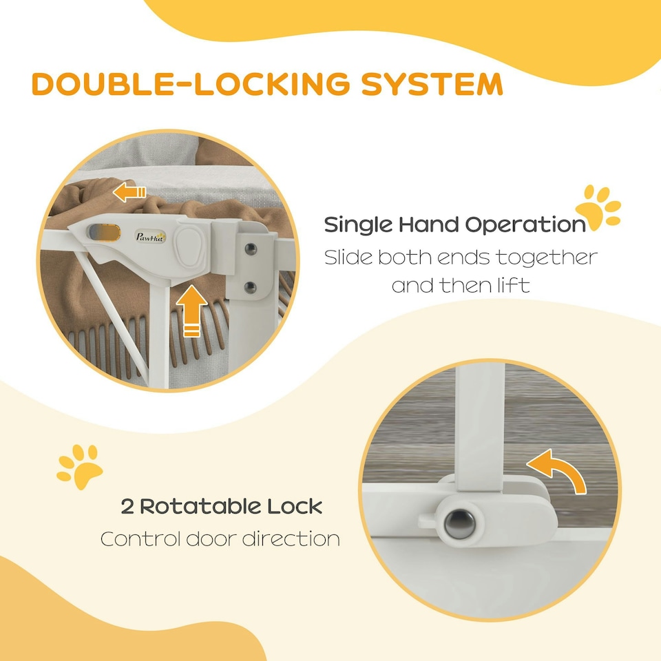 image 1 of PawHut Pressure Fit Safety Gate Auto Closing Door 2 Lock 74-80cm