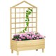 image 1 of Outsunny Wooden Garden Planters with Trellis for Vine Climbing Plants, Natural