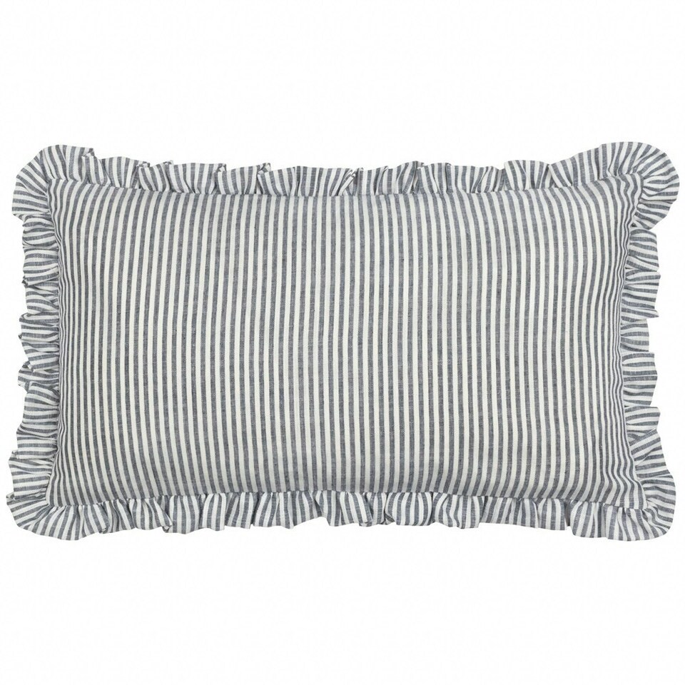 image 1 of furn. Les Fruites Striped Ruffle Strawberries Filled Cushion 30 x 50cm