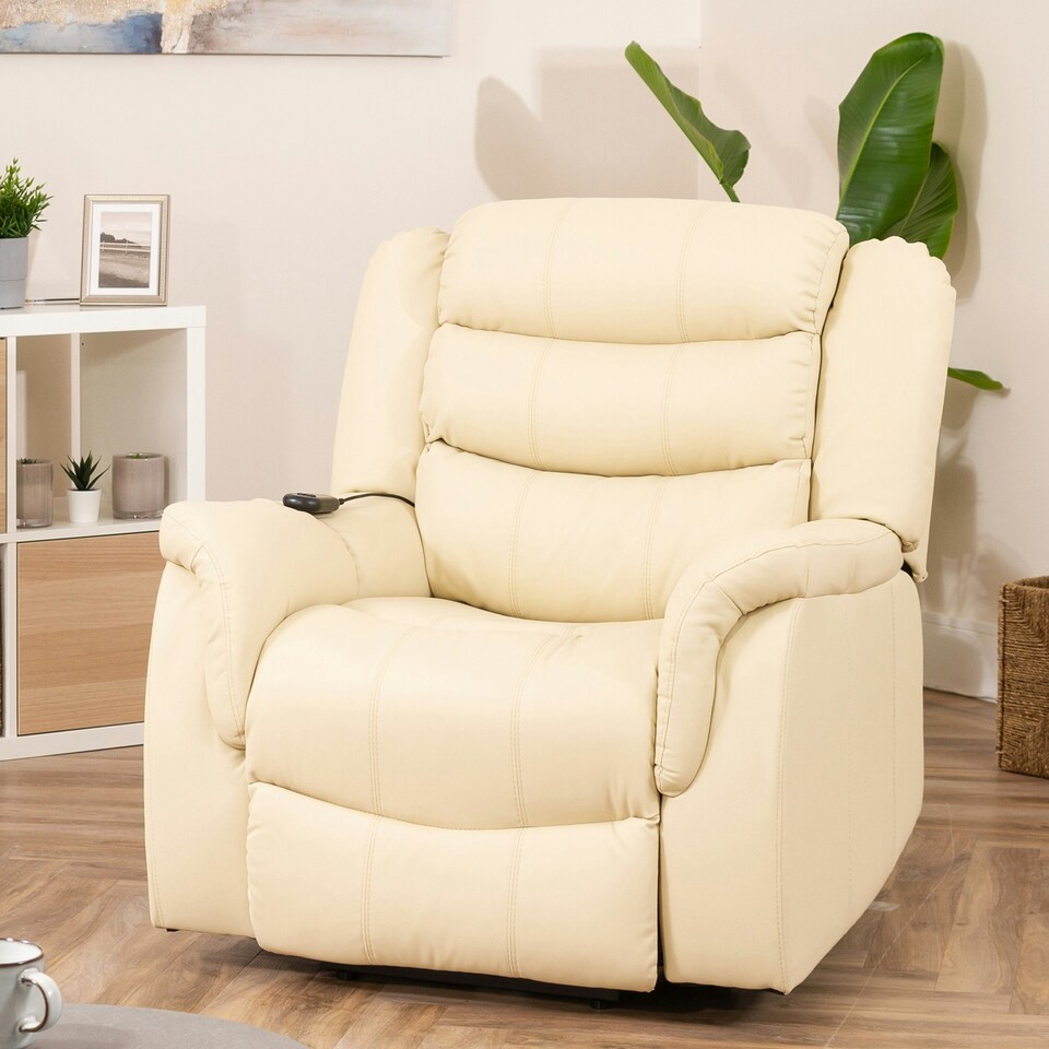 image 1 of Almeira Electric Riser Recliner with Massage and Heat - Cream