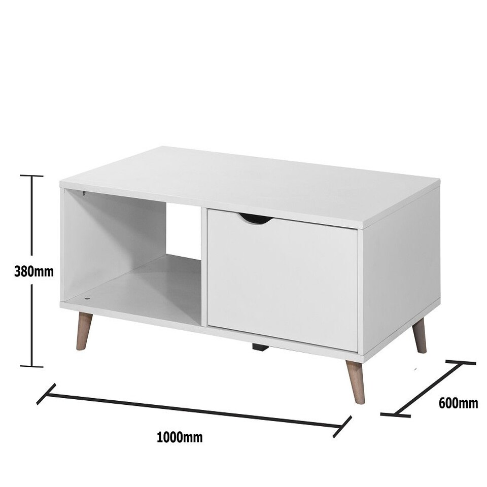image 1 of Pulford Scandi Coffee Table 2 Drawers White Living Room Storage Furniture