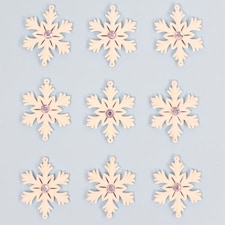 White Glittered Christmas Snowflakes Hanging Decorations - Pack of 9