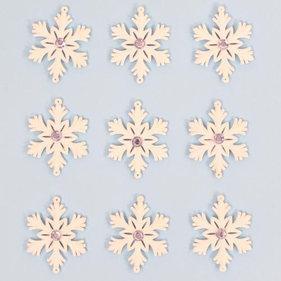 White Glittered Christmas Snowflakes Hanging Decorations - Pack of 9