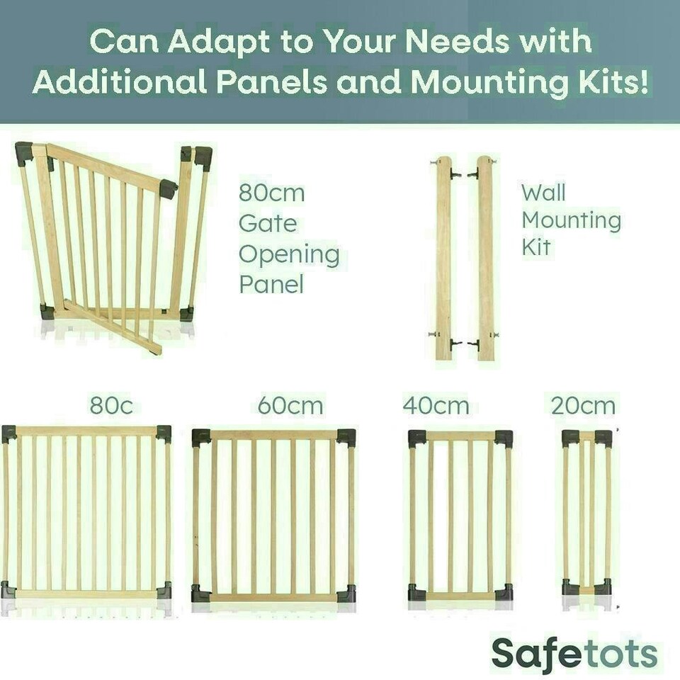 image 1 of Safetots Wooden Multi Panel Fire Surround, 68cm Deep x 200cm Wide, Natural Wood, 76cm Tall, Baby and Toddler Fire Guard, Safety Barrier for Fireplaces