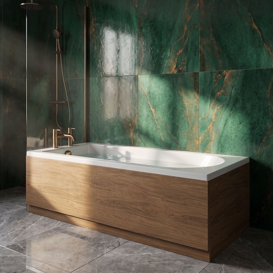 image 1 of Balterley Straight Bath Front Panel and Plinth - Antique Oak