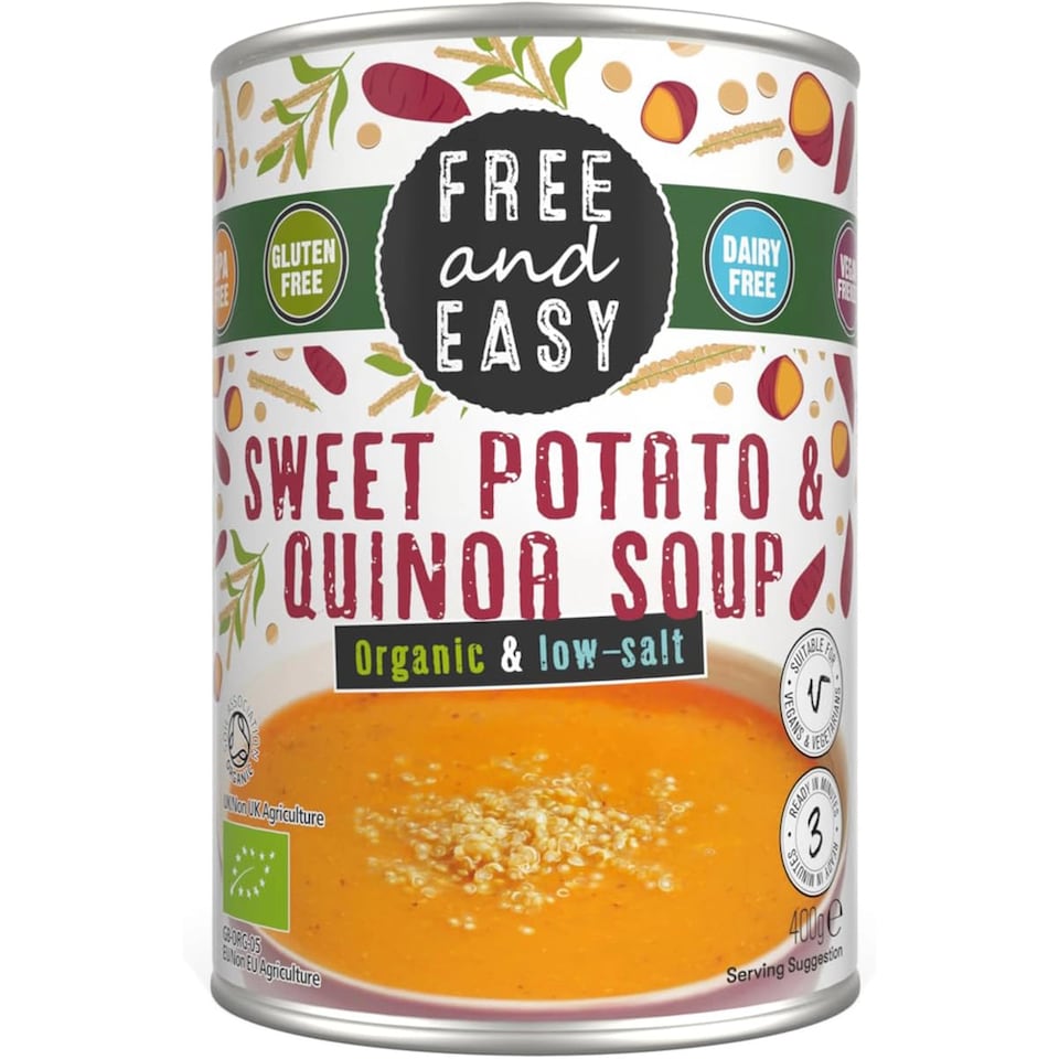 image 1 of Organic Low Salt Sweet Potato & Quinoa Soup 400g (Free & Easy) | Multi