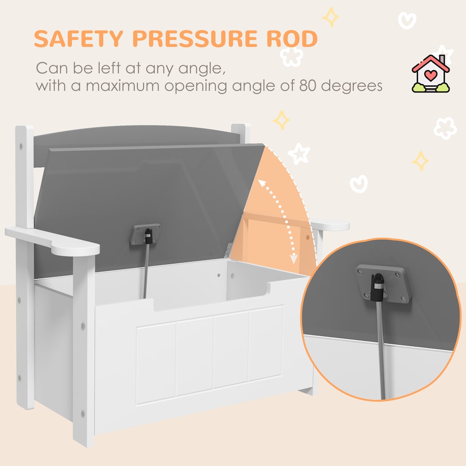 image 1 of AIYAPLAY 2 in 1 Toy Box for Kids with Safety Lid for Bedroom, Nursery, Grey
