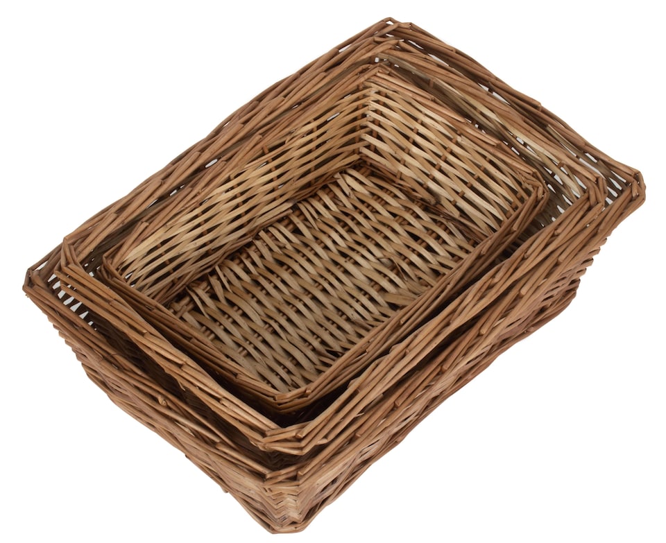 image 1 of Tapered Split Willow Tray Set of 3 | Brown | Brown | Set of 3