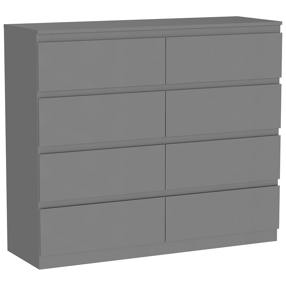 image 1 of Vida Designs Denver 8 Drawer Chest of Drawers Bedroom Storage, Grey
