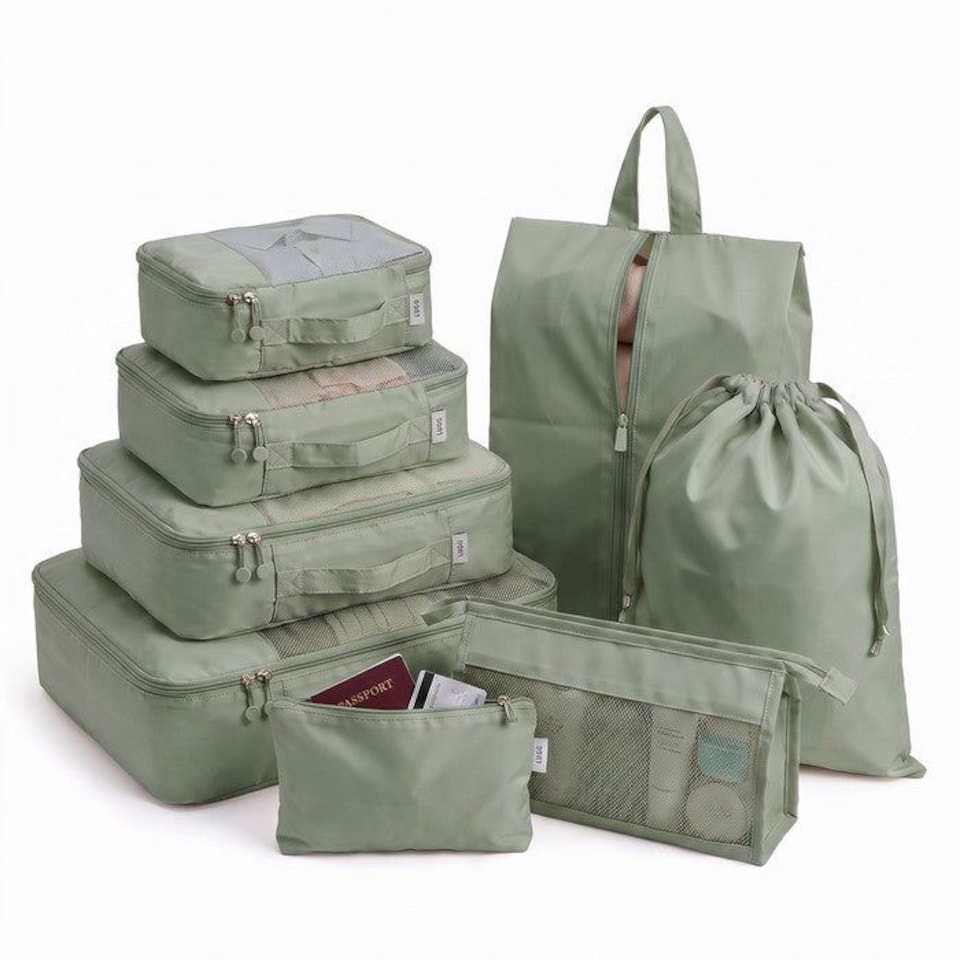 image 1 of Lugg Compression Packing Cubes 8 Piece Travel Suitcase Organiser Set