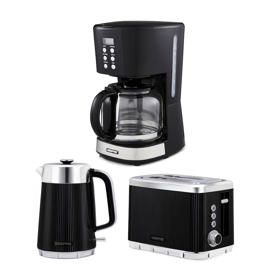 image 1 of GEEPAS 1.5L Filter Coffee Machine, 1.7L Electric Kettle & 2 Slice Toaster Set