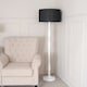 image 2 of ValueLights Victoria White Wood Floor Lamp Black Shade | White | Black