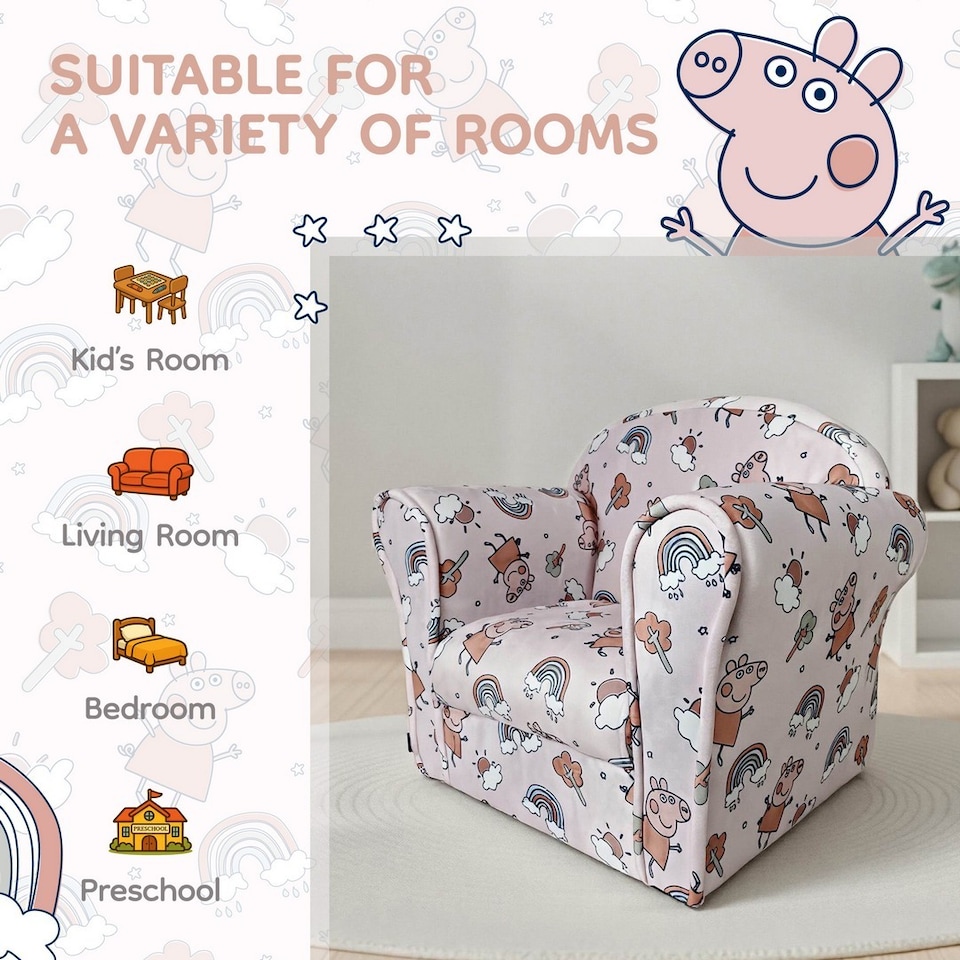 image 1 of Kids Mini Chair Peppa Pig - Boucle - L37 x W53 x H45 cm - Pink