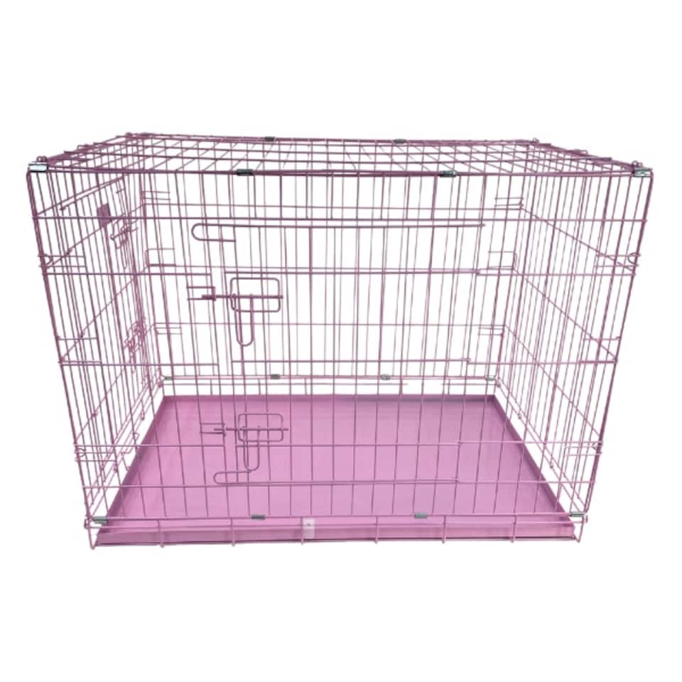 image 1 of Hugglepets Dog Cage Crate with Metal Tray Silver | One Size