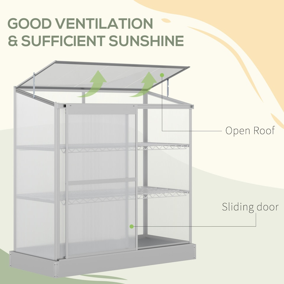 image 1 of Outsunny 4x2ft 3-Tier Greenhouse Outdoor Plant Grow Aluminium Frame w/ Roof Door
