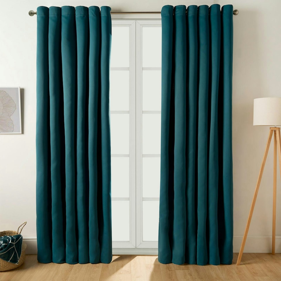 image 1 of OHS Blackout Thermal Insulated Eyelet Curtains, 66x54" - Teal