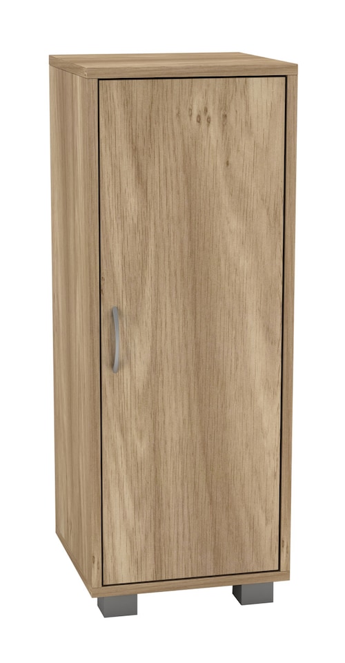 image 1 of Single Door 3-Tier Cabinet | Brown | 8.5 x 31 x 81.2 | 1