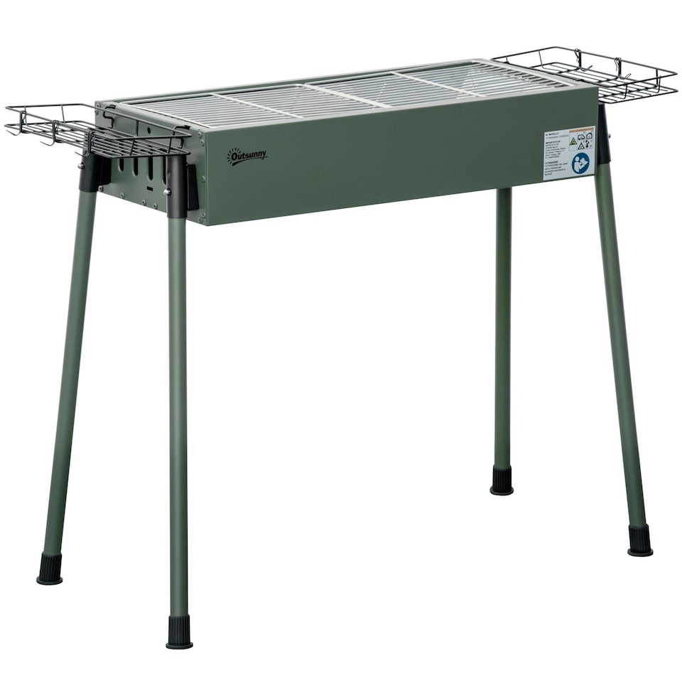 image 1 of Outsunny Portable Charcoal Barbecue Grill with Seasoning Baskets and Hooks