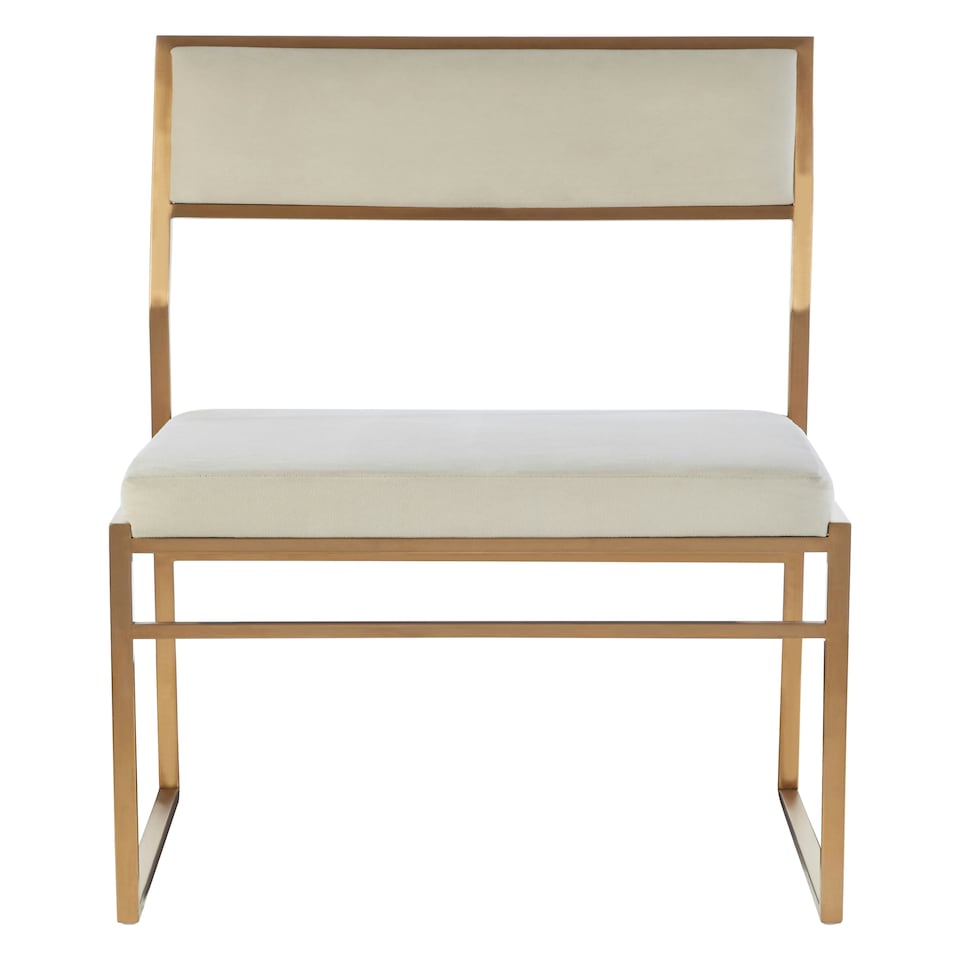 image 1 of Interiors by Premier White Velvet Dining Chair, Space-Saving Dining Chair, Indoor Dining Accent Chair for Living Room