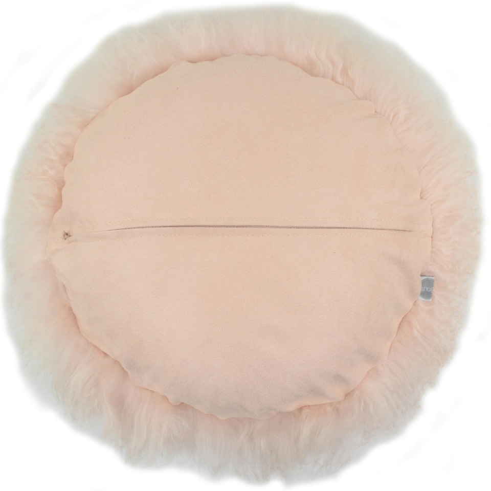 image 1 of SNUGRUGS Mongolian Sheepskin Cushion - Round - 40cm | Pink | Round 40cm