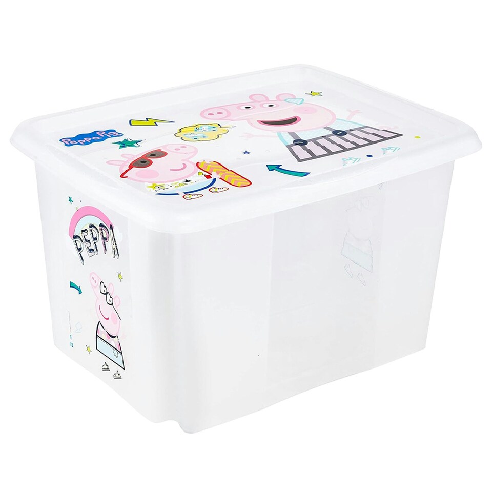 image 1 of Keeeper Peppa Pig Turn Around Stackable Box with Lid 30 Litre Natural Transparent