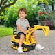 image 2 of HOMCOM Kids Ride On Toy Digger Excavator Toy Tractors Walker Toddler Truck Basket Storage For Boys Girls 18-48 Months Yellow NO POWER