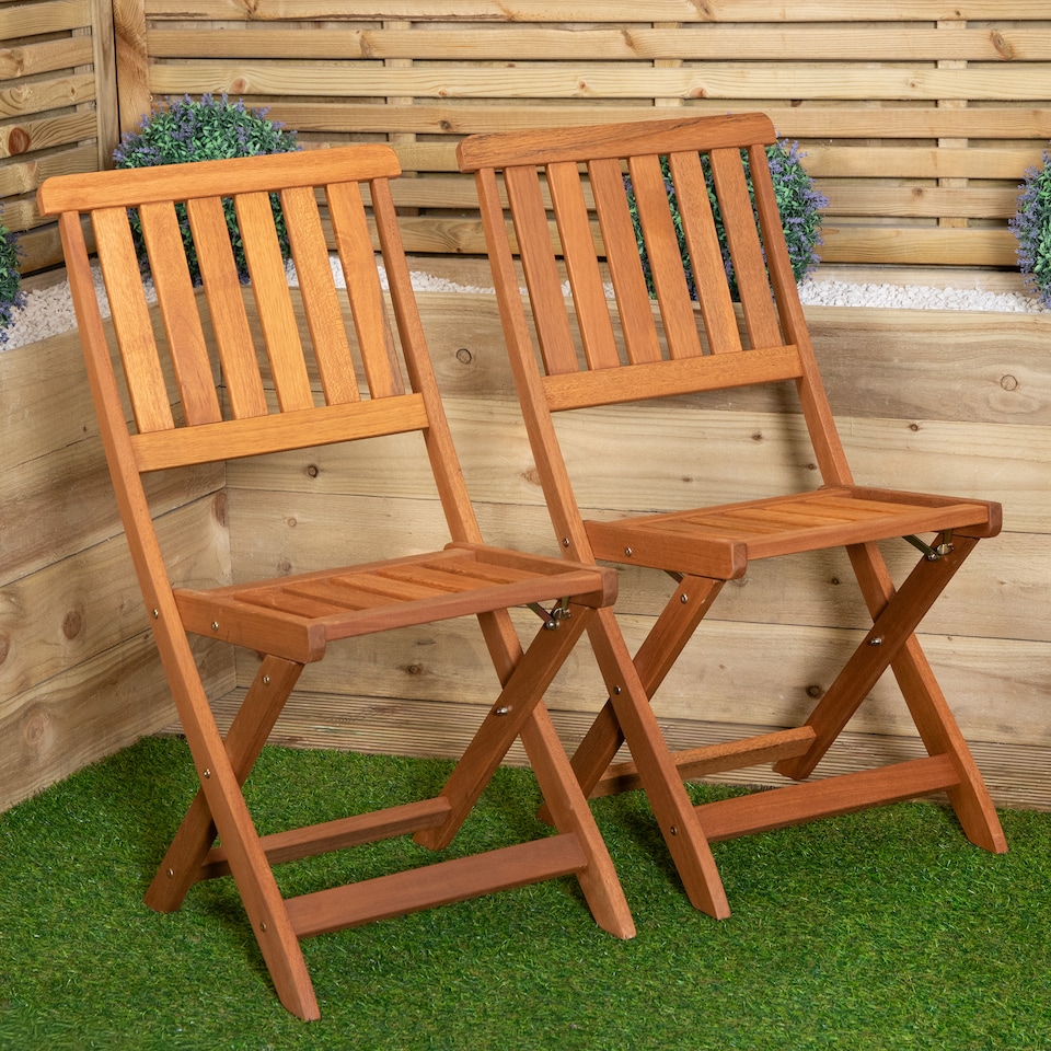 image 1 of Outdoor 6 Person Folding Rectangular Wooden Garden Patio Dining Table Chairs Set