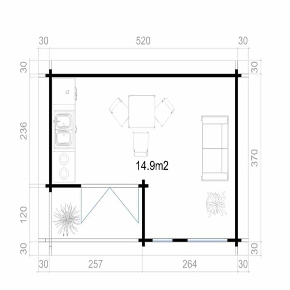 image 1 of Brighton 70-Log Cabin, Wooden Garden Room, Timber Summerhouse, Home Office - L580 x W430.8 x H241.81 cm Red
