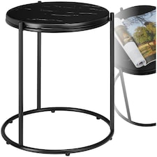 Side Table Ellsa - marble top, steel frame, elegant design Black
