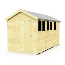 7 x 13 Feet Apex Shed - Single Door With Windows - Wood - L387 x W214 x H217 cm | Brown