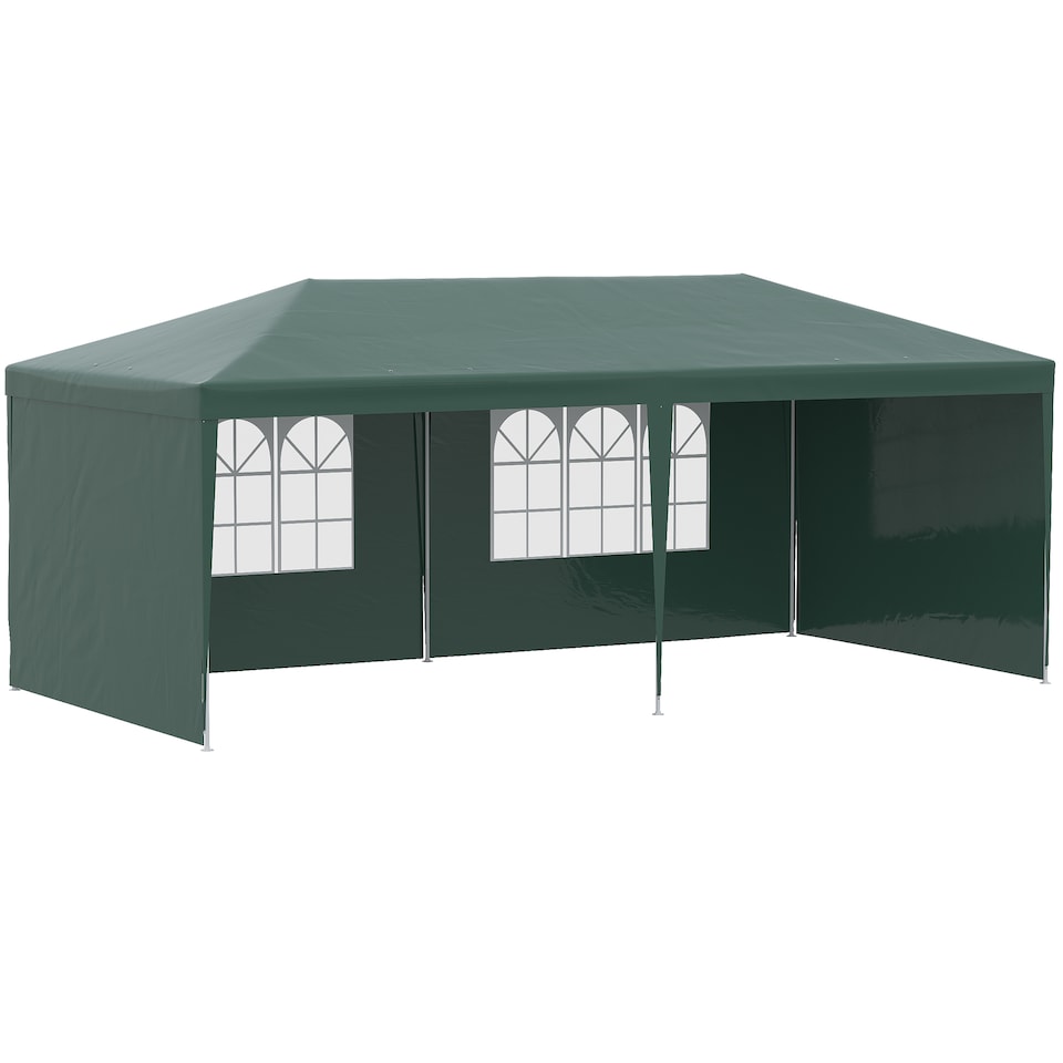 image 1 of Outsunny 6m x 3m Garden Gazebo Marquee Canopy Party Tent Canopy Patio Green