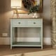image 1 of Taberno Oak 2 Drawer Console Hallway Table Sage Green Green