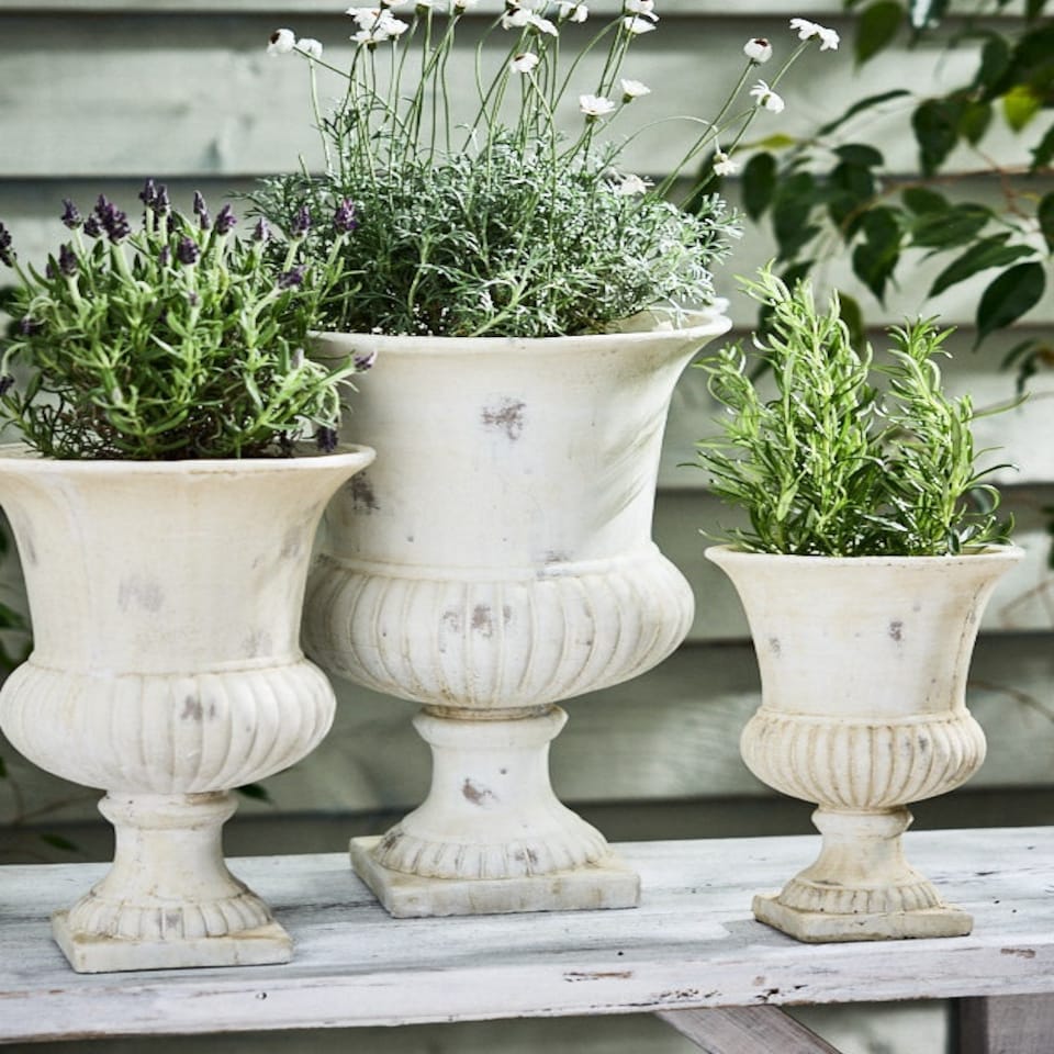 image 1 of Granada White Urn Planters White