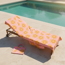 OHS Tropical Fruit Beach Towel with Bag Quick Dry Absorbent Travel Spa | Pink | Oranges | One size