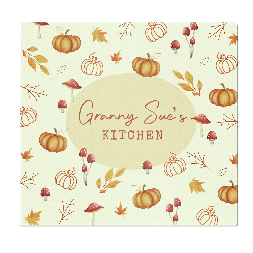 image 1 of Personalised Pumpkin Glass Chopping Board Clear