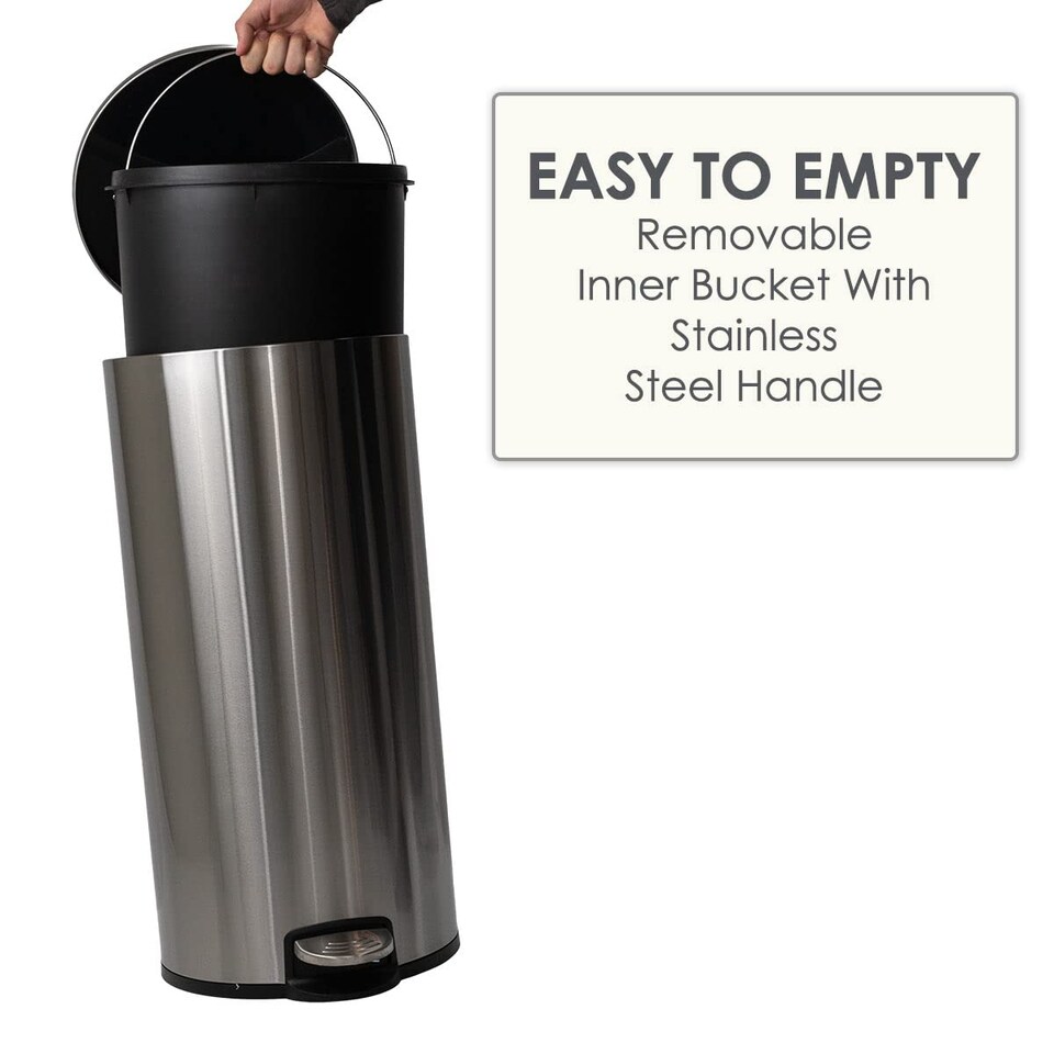 image 1 of CALITEK 30 Litre Kitchen Bin Stainless Steel Odour Free Hands Free Operation with Fingerprint Proof Coating Silver