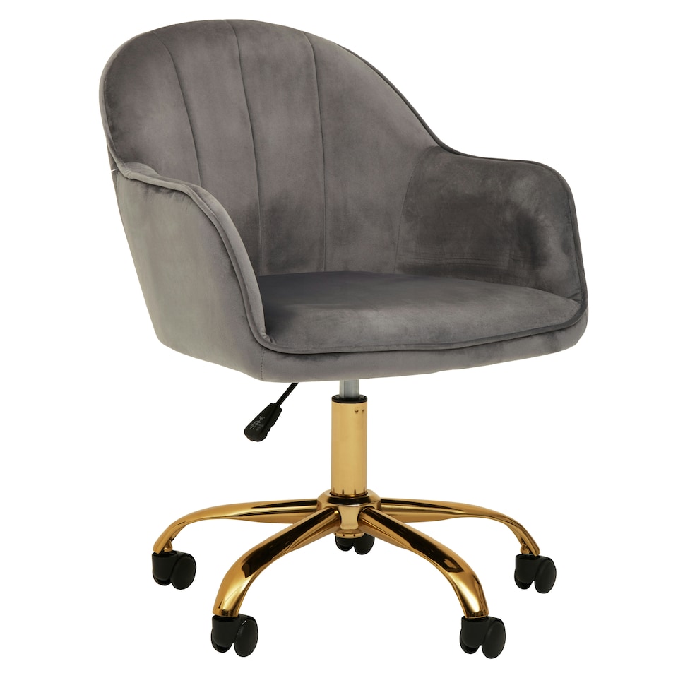 image 1 of Interiors by Premier Brent Grey Velvet And Gold Base Home Office Chair