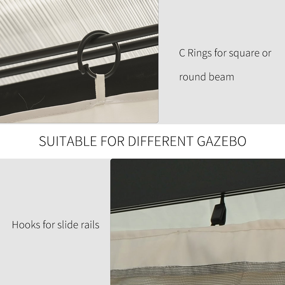 image 1 of Outsunny 3 x 4(m) Universal Gazebo Replacement Sidewall Set, 4 Panels, Beige