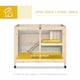 image 2 of PawHut Rabbit Hutch, Bunny Cage 2 Layers with Wheels & Open Roof, Natural