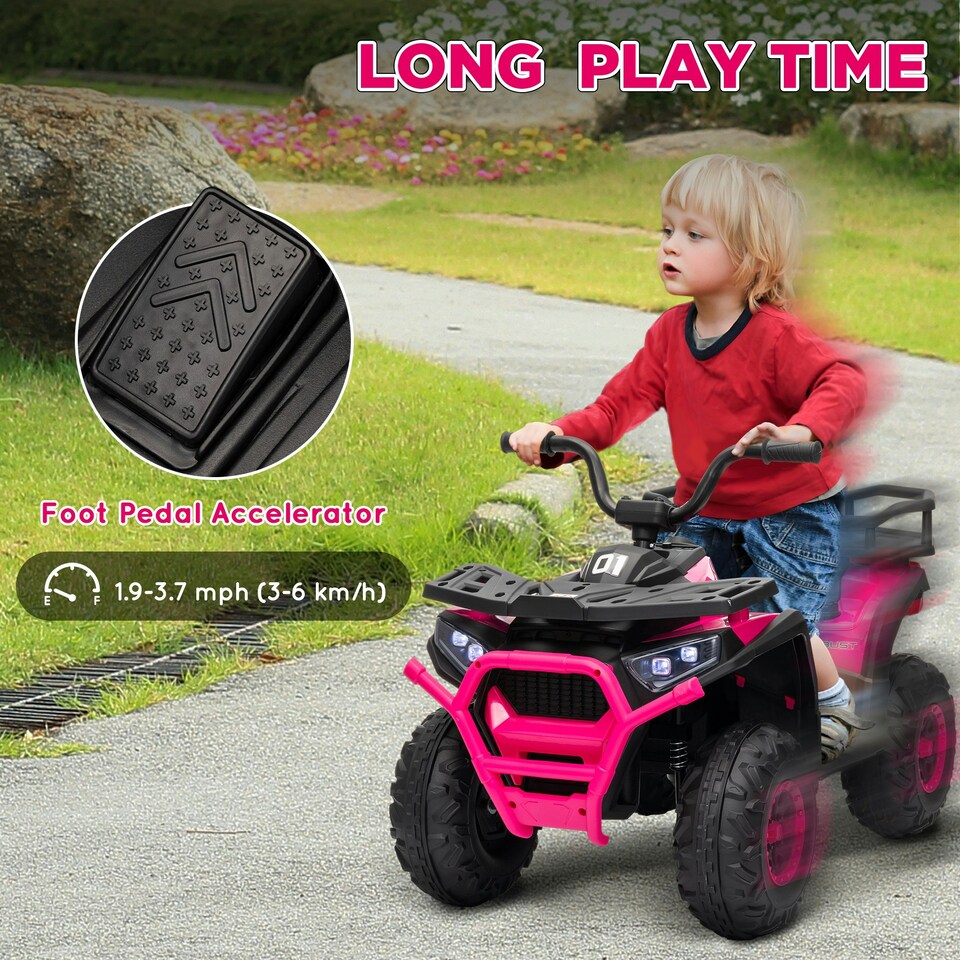 image 1 of AIYAPLAY 12V Kids Quad Bike w/ 4 Suspension Wheels, for 3-5 Years, Pink