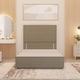 image 5 of Divan Bed Base with 4 Drawers & Plain Floor Standing Headboard Linen Fabric | Yellow | Beige