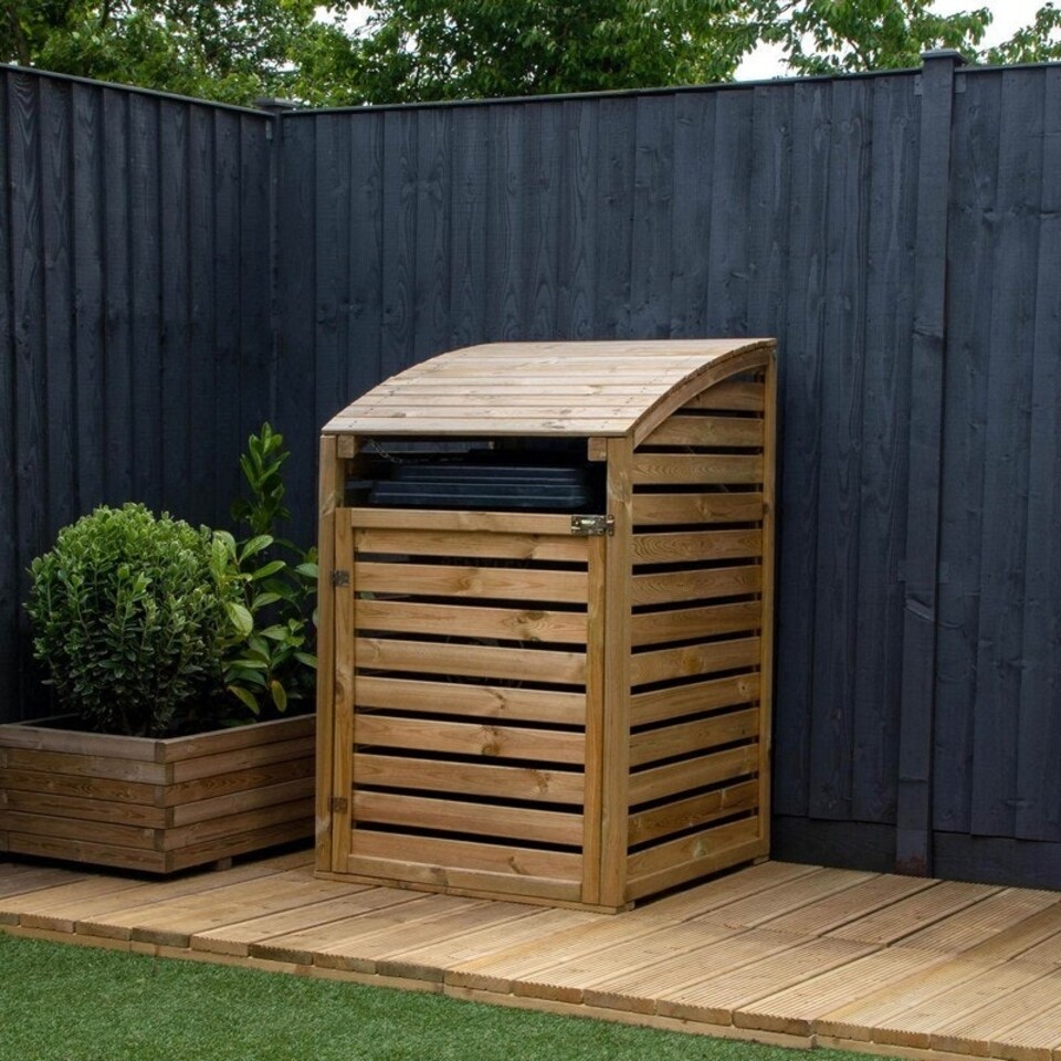 image 1 of Pressure Treated Single Bin Store - Timber - L80 x W80 x H125 cm - Brown Brown