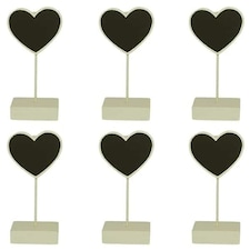 Heart Place Card Holder Chalk Board in Ivory - Pack of 6