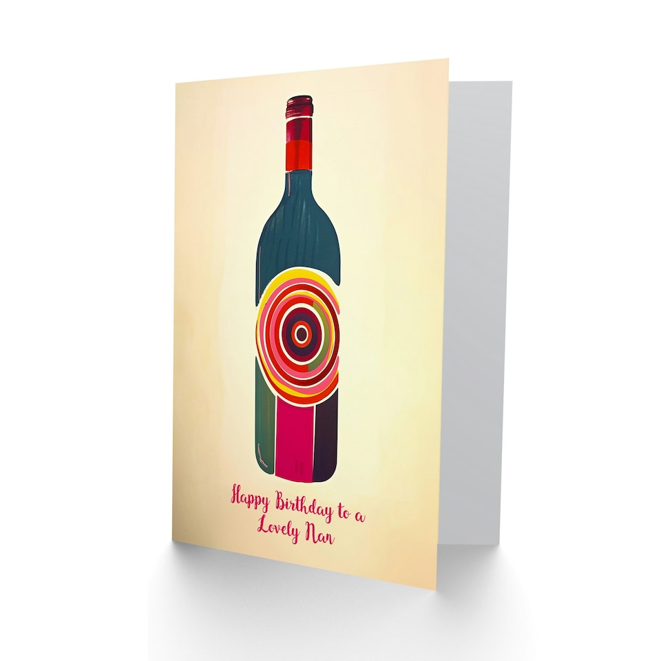 image 1 of Fun Funky Wine Bottle Party Red White Nan Birthday Card
